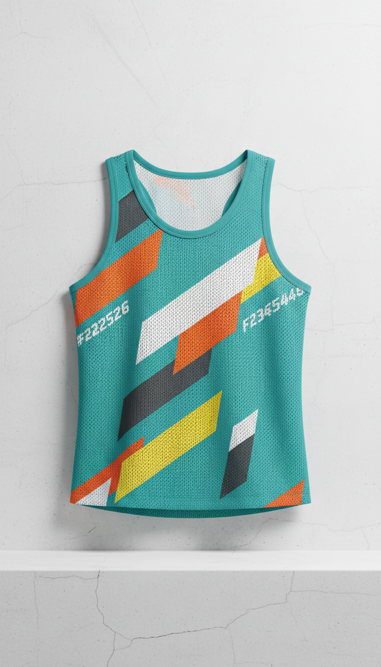 Fresh Teal Mesh Tank with Bold Typography