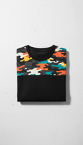 Oversized Asphalt Black Tee with Camo Accent